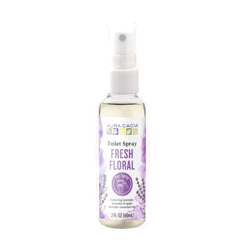 Aura Cacia Fresh Floral Toilet Spray 2 Fl. oz. - Light Aroma, No Synthetic Fragrances