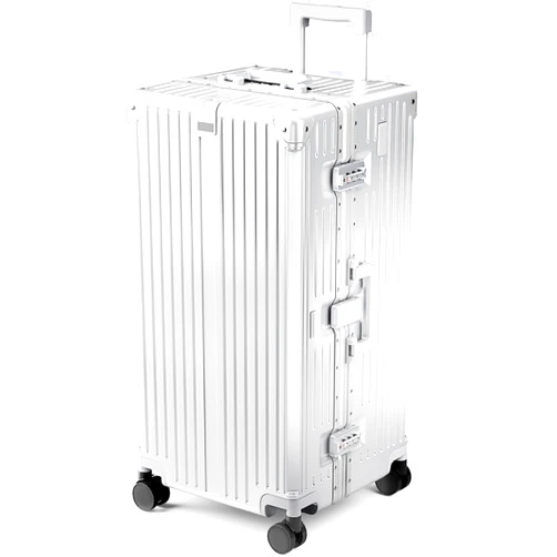 ALPHA CAMP Trunk Luggage, Large 28 Inch Thickened Aluminum Frame Luggage with TSA Spinner Wheels, 3-Layer PC Hardside Zipperless Travel Suitcase, Type-C USB Charging Port, Cup Holder,Sliver