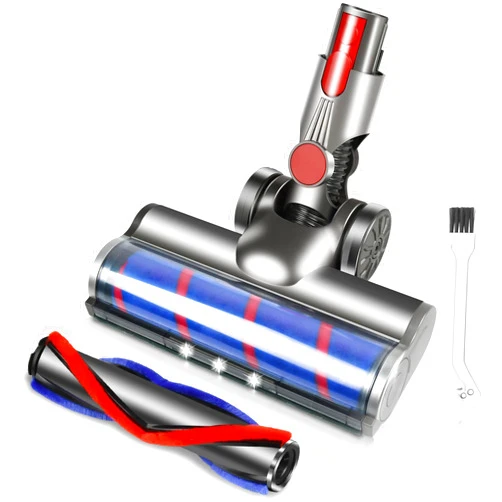 BTRSOLUS Motorhead Vacuum Attachments Brush for Dyson V7 V8 V10 V11 V15 Series Cleaner with Headlights, Round Soft Roller Head + V Shape Roller Brush Head for Hardwood Floor Carpets