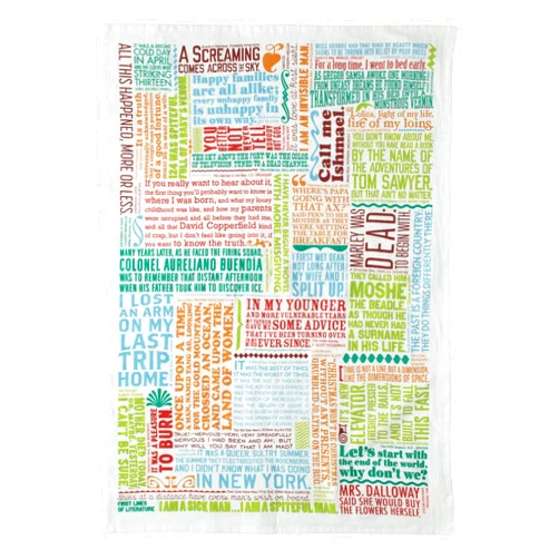 The Unemployed Philosophers Guild First Lines of Literature Dish Towel - 100% Cotton Novelty Kitchen Dish Towel Featuring 39 Famous Opening Lines, 18