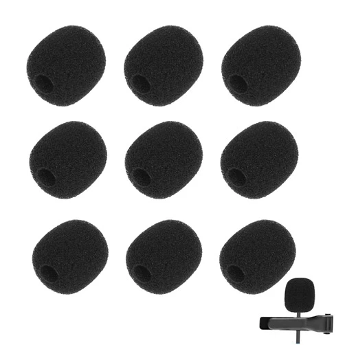 InnoHHustle 10 Pcs Mini Windscreen for Headset Microphone Small Lavalier Microphone Covers Foam Lavalier Microphone Windscreen Foam Cover Wind Screen for Mics Lapel Microphone Replacement Kit (Black)