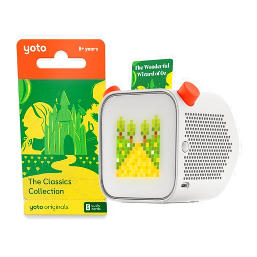 Yoto Player (3rd Gen.) + Classics Collection Bundle– Kids Bluetooth Audio Speaker, All-in-1 Screen-Free Device for Stories Music Podcasts Radio White Noise Thermometer Nightlight Ok-to-wake Clock