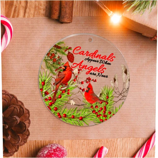 DOREENABE Red Bird Appear When Angel are Near Acrylic Ornament Memorial Red Bird Sympathy Gifts Christmas Keepsake Keepsake Funny Christmas Hanging Tree Decor Ornament Best Gifts for Christmas
