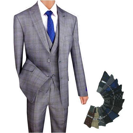 Triple Blessings Luxurious Men's 3-Piece Glen Plaid Suit