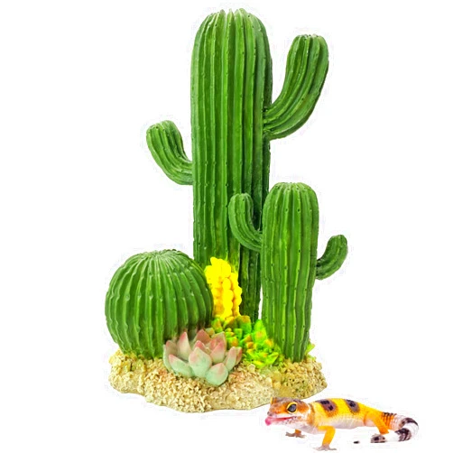kathson Reptile Tank Decor Lizard Hide and Cave Plants Terrarium Decorations Resin Cactus Desert Aquarium Tank Habitat Accessories for Bearded Dragon Chameleon Leopard Gecko Snake Fish (Cactus)