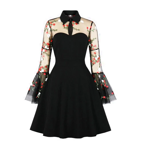 IWEMEK Women's Vintage Polka Dot 1950s Audrey Retro Rockabilly Prom Dress 50's 60's A-Line Cocktail Party Swing Dress