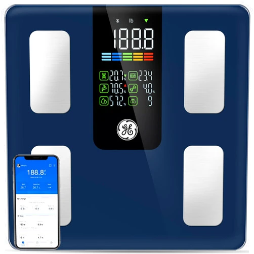 GE Scale for Body Weight Smart: Digital Bathroom Body Fat Scales for BMI Muscle Bluetooth Body Composition Monitor 11.8