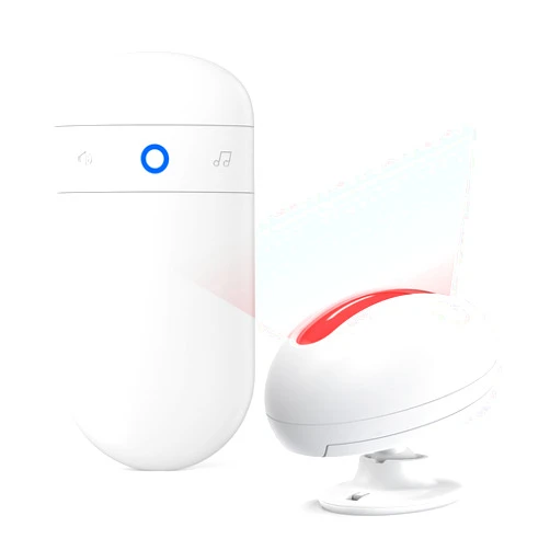 SECRUI Wireless Motion Sensor Doorbell -Indoor Motion Detector Alarm, Door Chime for Business/Store/Office Entrance, Entry Alert Bell with Buzzer, USB/Battery Powered (1 Receiver + 1 Motion Sensor)