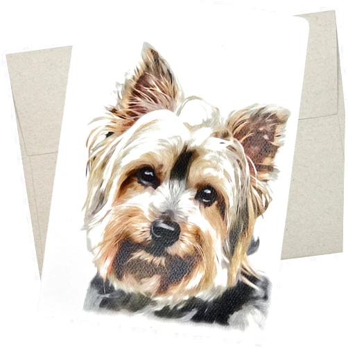 Whitman and Daughter Yorkie Greeting Card (1 Textured Card, 5X7 Inches and Blank Inside) Cute Yorkshire Terrier Birthday Card, Anniversary, or Thank You - 309