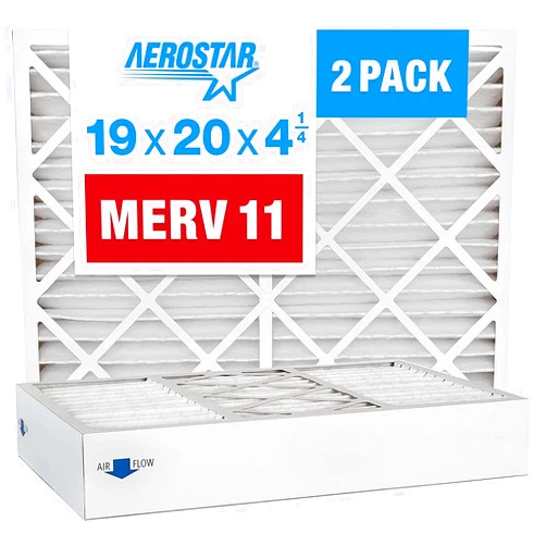 Aerostar 19x20x4 1/4 MERV 11, Carrier Replacement Pleated Air Filter, 19 X 20 X 4 1/4, Box of 2