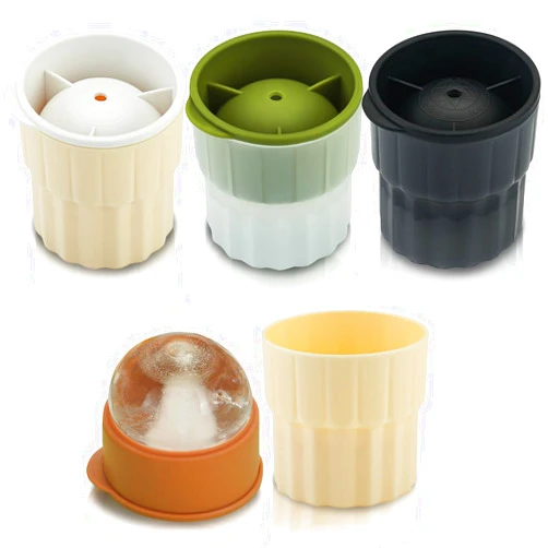 Kyraton Ice Molds Set 4 Pack, 2inch Plastics Round Ice Cube Mold, Ice Ball Maker Mold, Stackable Puck Maker, Easy Release, Mixing Colours