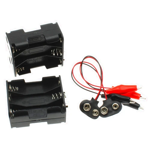 LBTODH 2Sets 6X 1.5V Battery Holder with T Type Wired Battery Alligator Clip Standard Snap Connector kit 9V Thicken Plastic Battery Case