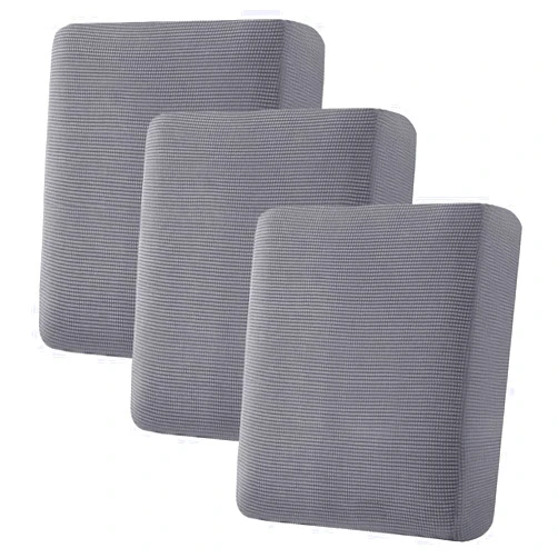 H.VERSAILTEX Super Stretch Individual Seat Couch Slipcover Sets Thick Jacquard Textured Twill Fabric (3 Piece Sofa Cushion Covers, Grey)