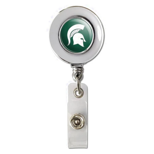 GRAPHICS & MORE Michigan State Spartan Logo Retractable Reel Chrome Badge ID Card Holder Clip
