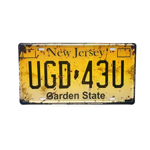KOSICORN New Jersey Vintage License Plates American Auto Metal NJ License Plates Vintage Rusty Logo Novelty License Plates Decorative Car Front Covers Garage Interior Wall Decor 12