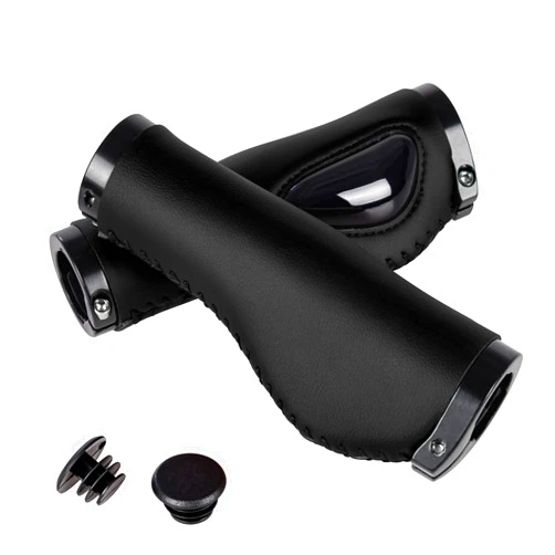 MAXFOOT Bike Handlebar Grips, Aluminum Alloy Lock Cup, Microfiber Leather, Ergonomic Design, for BMX, MTB, ATV, Mountain Bike Motorcycle Beach Cruiser Electric Bike