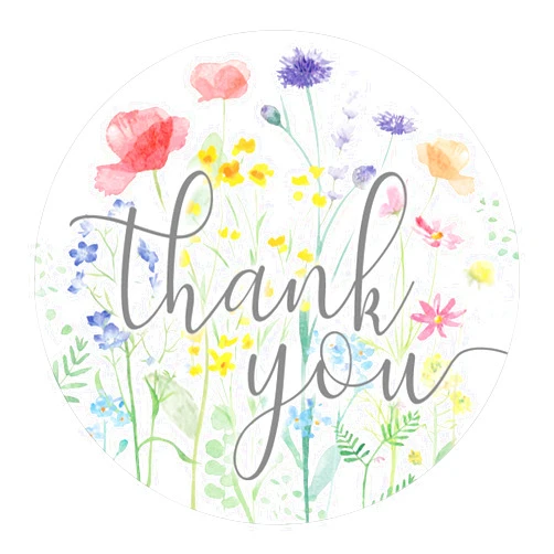 DISTINCTIVS Little Wildflower Baby Shower Thank You Stickers, Envelope Seals, Candy Stickers - 40 Count, Baby in Bloom Baby Shower Party Favors