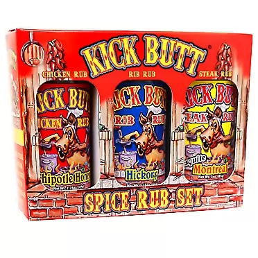 Southwest Specialty Food Inc. KICK BUTT Seasoning Gourmet Gift Set - 3 Pack - Premium Chicken, Rib Rub and Steak Seasoning for Chicken Wings, Steak and Pork on the Barbecue Grill