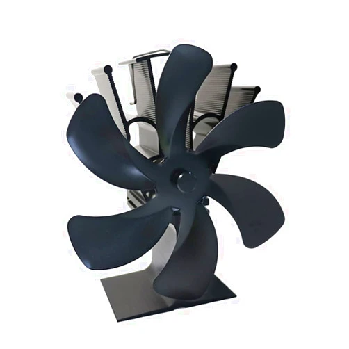 ikasus 6 Blades Heat Powered Stove Fan for Wood/Log Burner/Fireplace, Auto-sensing Silent Wood Burning Fireplace Fans for Silent Operation Energy-Saving Portable Fireplace Fan Black