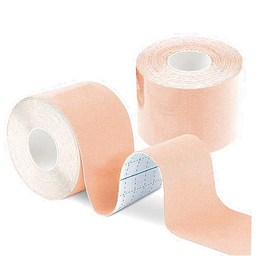 HHOOMY Boob Tape Skin Color (DIY Lift Boob Job, Push up Breast) Kinesiology Tape Body Tape, Breast Tape, Bra Tape, Foot Tape, Professional Grade Cloth and Waterproof, 5m x 5cm with 2 Pack