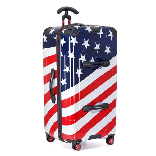 Traveler's Choice Maxporter II Polycarbonate Hardside Trunk with Spinner Wheels, American Flag, 31-Inch Large Trunk