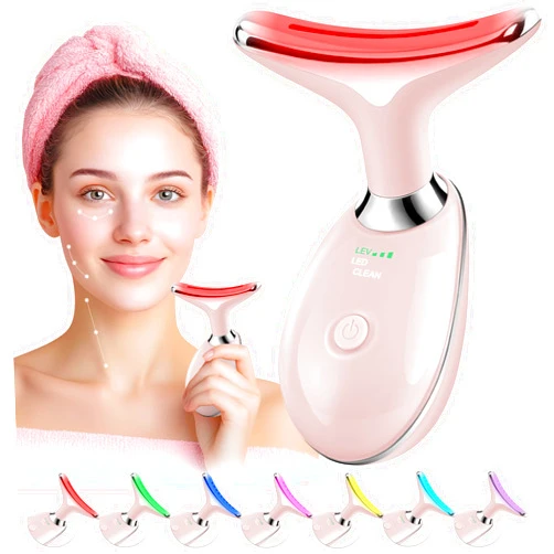 Scopck Red-Light-Therapy-for-Face, Facial Massager Wand Tool with 7 Color - Birthday, Christmas, Mothers Day, Valentines Day, Self Care Gifts for Her Women Mom Best Friend Wife Teacher (Pink)