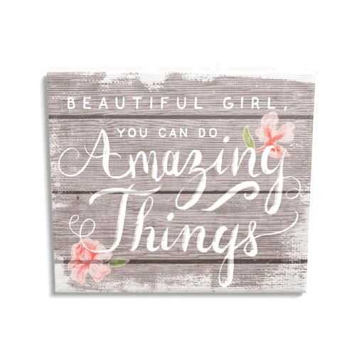 Stupell Industries 'Beautiful Girl Inspirational Kids Flower Word Design', Canvas Art, 40 x 30 Inches, Easy to Hang and Sturdy, Made in USA, by Lil' Rue