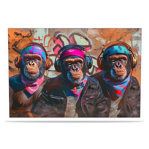 CRTDYQU Big Monkey Canvas Wall Art Street Popular Wall Art Canvas Graffiti Art Playroom Poster Teen Room Decor Boy Player Poster Funny Monkey Wall Art 12x16 Inches Unframeless