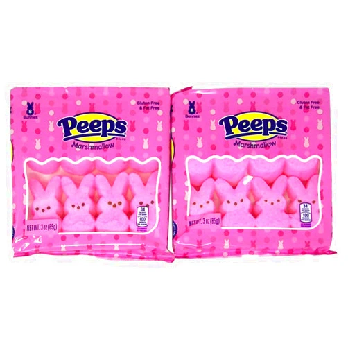 Just Born Candy Pink Easter Bunny Shaped Peeps Marshmallow, 3 Ounce, Pack of 2