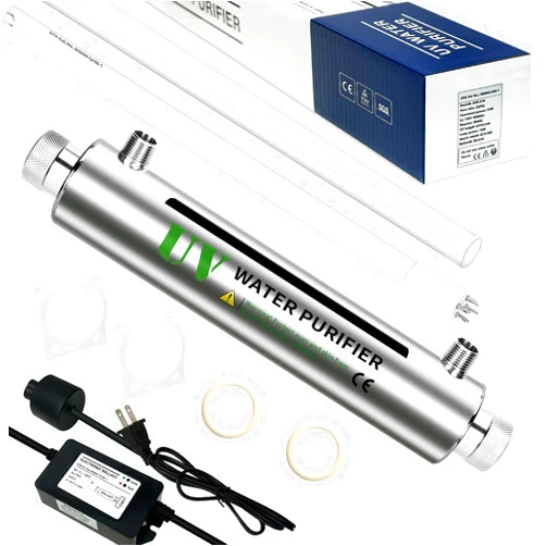 TAISHAN Ultraviolet Water Purifier Sterilizer Filter for Whole House Water Purification,2GPM 21W 110V,1 UV Lamp + 1 Quartz Sleeve