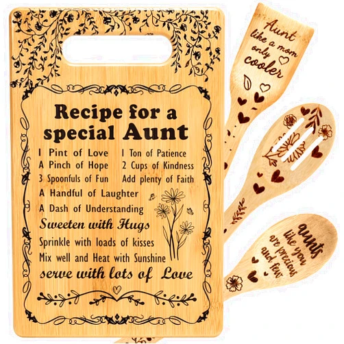 TuSuQing Aunt Gifts Best Aunt Ever Gifts Aunt Gifts from Niece and Nephew Announcement Promoted to Aunt Gifts Birthday Christmas Gifts for New Aunt Aunty Aunties Tia Titi Aunt Kitchen Gift Cutting Board Set