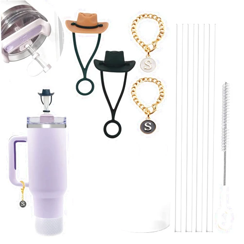 WowGood 16PCS Stanley Cup Accessories Set Includes Silicone Spill Proof Stopper, Stanley Straw Cover, Protective Silicone Boot, Letter Charm Accessories, Resuable Straws for 30 & 40oz Stanley Tumbler