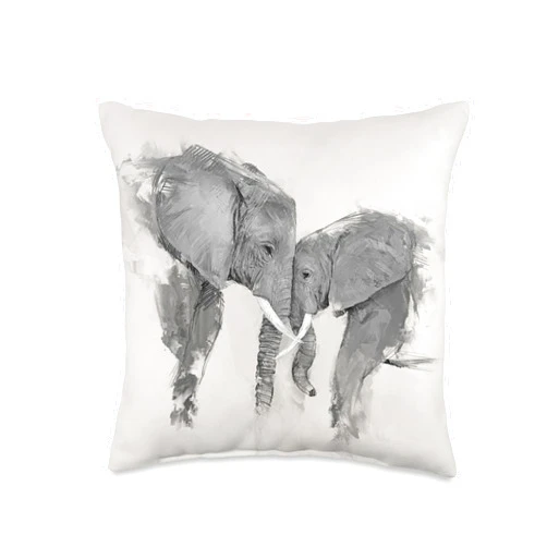Bloom & Florence Elephant Safari Cute Wildlife Gift. Throw Pillow, 16x16, Multicolor