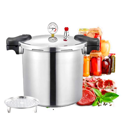 RDMSLKQ pressure canners for canning,Aluminum canner pressure cookers 25quart Pressure Canner with Pressure Control Explosion-proof safety best pressure cooker Compatible:natural gas,open flame,US.spot goods Silver 25L