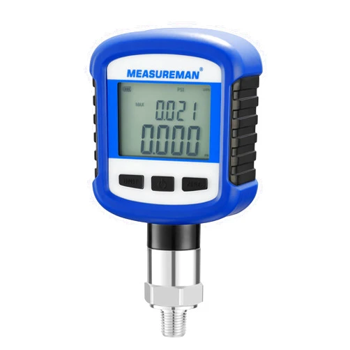 MEASUREMAN Digital Industrial Pressure Gauge 0-160psi, 0.2% FS, 1/4''NPT Lower, Stainless Steel Connection, Battery Powered, with Bluetooth and LCD Light
