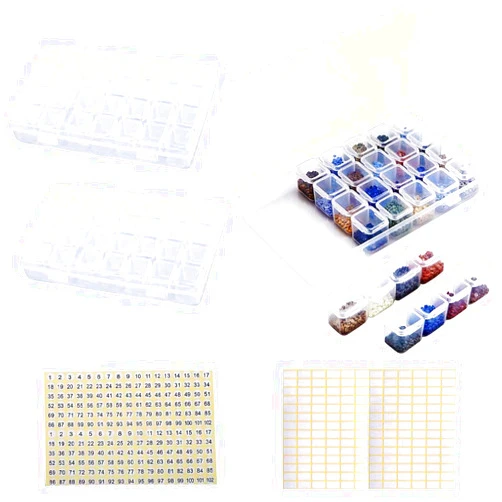 Eiito Diamond Painting Storage Containers, 2pcs 28 Grids Clear Diamond Painting Accessories and Tools Boxes Bead Organizers Diamond Art Embroidery Storage with 200PCS Label Stickers