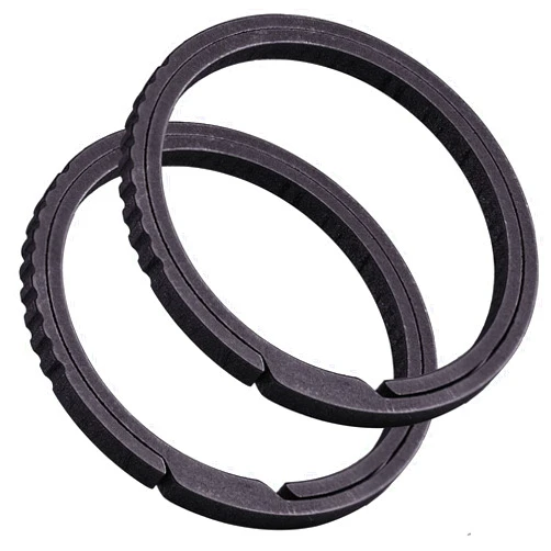 TISUR Titanium Keychain Rings, Split Side Pushing Key Rings Heavy Duty Black Key Ring For Key Chain Carabiner Dog Tag Ring