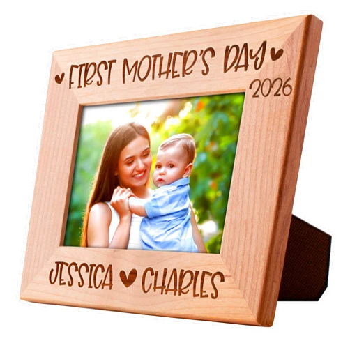 Lily's Atelier Gifts for Mom, Personalized First Mother's Day Picture Frame with Names | 4 Designs, 4x6-5x7 | 1st Mom Gift - Keepsake Frame