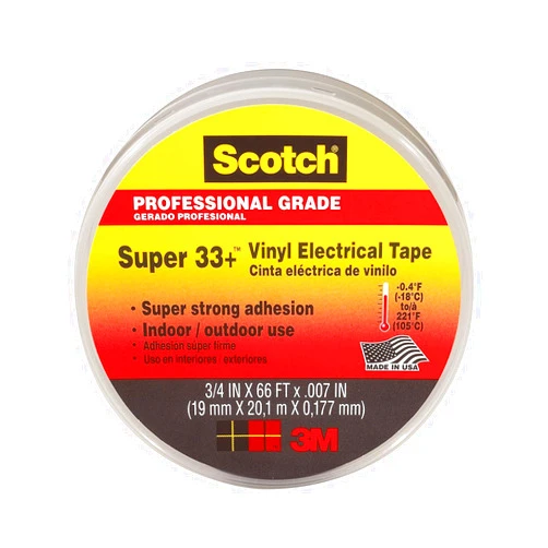 3M Scotch Super 33+ Vinyl Electrical Tape, .75-Inch by 66-Feet, 3-PACK