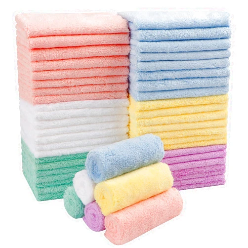 HOMEXCEL Baby Washcloths 50 Pack,Microfiber Coral Fleece Baby Bath Face Towel 7x9 Inch Extra Absorbent and Soft Burp Cloth and Wash Cloths for Newborn,Infants and Toddlers,Gentle On Sensitive Skin