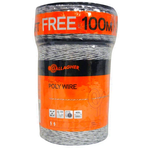 Gallagher Electric Fence Poly Wire | Bonus Pack - 1312 Ft Plus Free 328 Ft Roll | 6 Stainless Steel Strands for Reliable Conductivity and Rust Resistance | 1/16