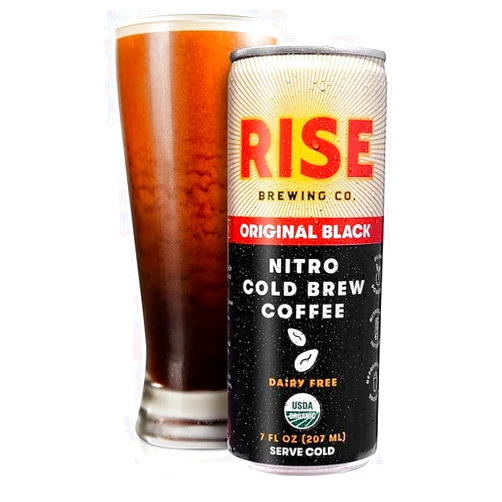 RISE Brewing Co. | Original Black Nitro Cold Brew Coffee | Sugar and Gluten-Free, Vegan | Organic & Non-GMO | Low Acidity | 7 fl. oz. Cans (4 Pack)