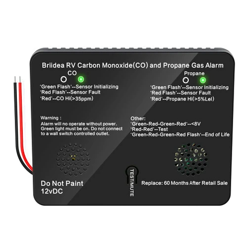 Briidea RV Carbon Monoxide & Propane Gas Alarm, Briidea Dual LP/CO Alarm with Separate LED Indicator Light, 100dB Loud Alarm, Provide You with Early Warning to Ensure Safety, 12 VDC