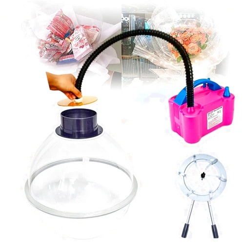 BHFRYU DIY Balloon Stuffing Machine with Electric Balloon Pump,Balloon Expander Stuffer Extractor Tool Kit for Wrap Your Balloon Gifts for Rose Bouquet Wedding Christmas Birthday Party Gift Art