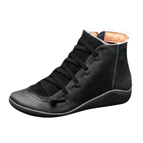 Generic Ankle Boots for Women Low Heel Fashion Arch Support Lace Up Short Shoes with Side Zipper Vintage Casual Walking Outdoor Boots