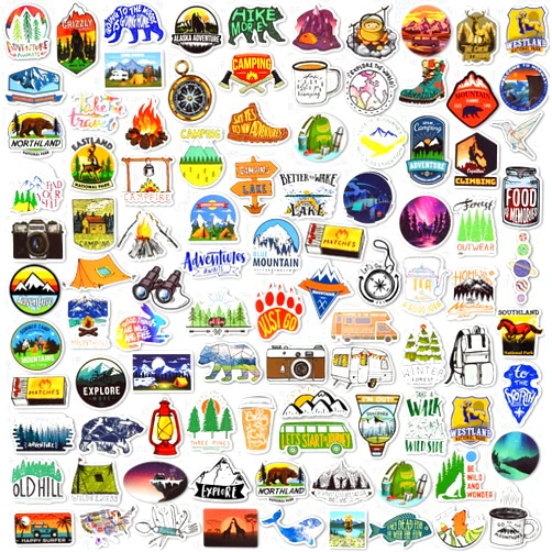 SUSIHI 160Pcs Nature Stickers for Kids Outdoor Adventure Stickers for Water Bottles Waterproof Camping Vinyl Stickers for Yeti Cooler