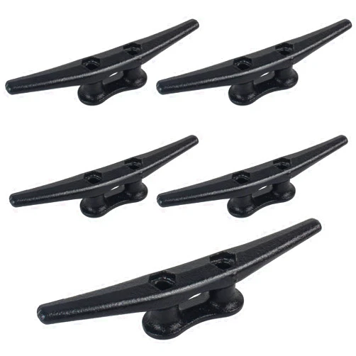 BALAVA Boat Cleats 6Inch,Hot Dip Galvanized Cast Iron Dock Cleat,Electrophoretic Coated Black Dock Cleat,Rope Cleats for Deck Nautical Decor,Piers for Tying up Boats,Hardware Not Included(2/4/5/6/10/12Pack)