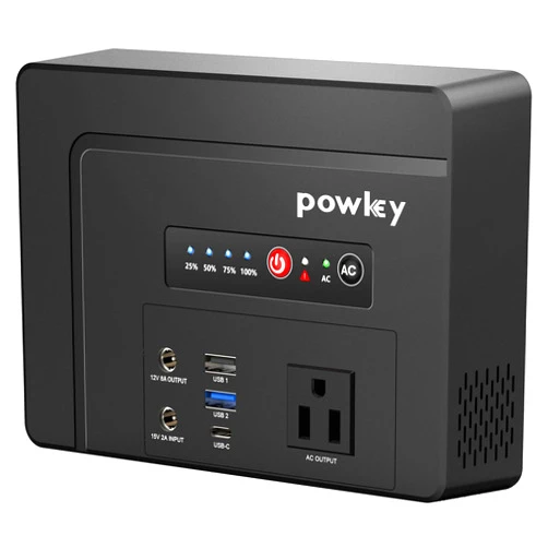 powkey Portable Power Bank with AC Outlet 100W, 97.68Wh/26400mAh Portable Battery Pack with DC/USB A/USB C/AC Outlet Plug Laptop Battery Bank Fast Charging Charger with PD65W USB C for Outdoor Camping