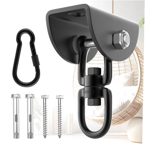 Eapele Hammock Hanging Kit, 1200 lb Capacity Heavy Duty Ceiling Hooks, 360° Swivel Swing Set Hanger for Hammock Chairs, Tree Swings, Yoga Swings, Heavy Bag Mount Supports Sandbag & Punching Bag