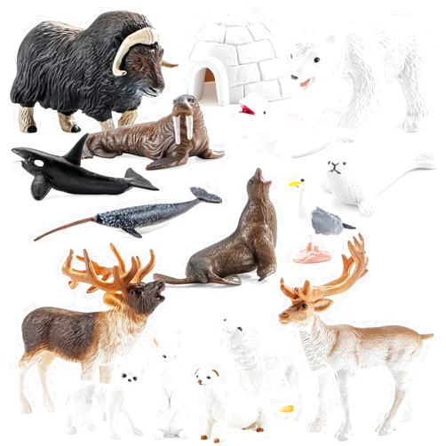 THINKBAY 16PCS Mini Arctic Animals Figurines Toys, Winter Polar Animals Toys for Kids Include Polar Bear, Caribou, Orca, Wolf Figurines Cake Toppers Birthday Gifts for Preschool Kids